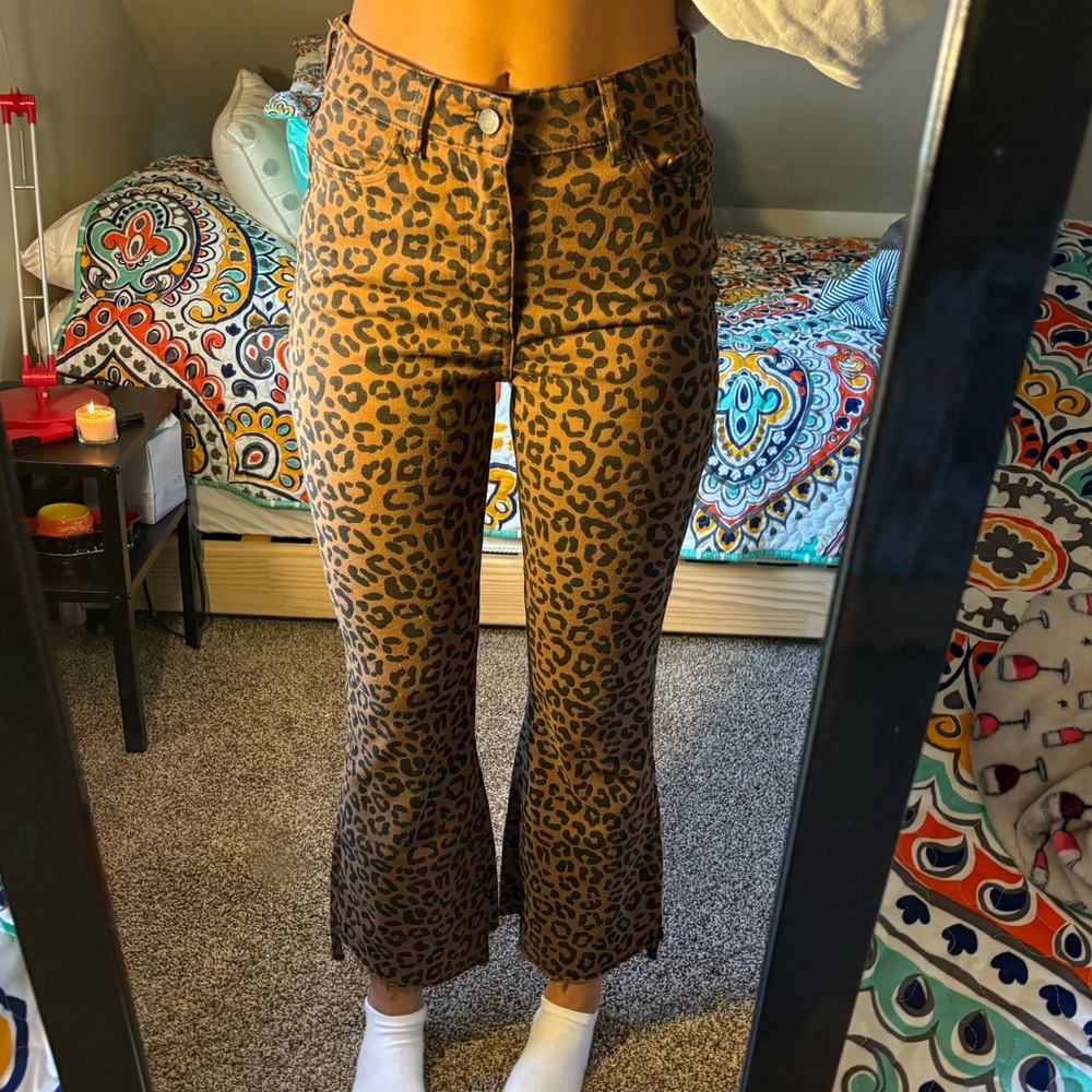 Leopard Print Flare Pants